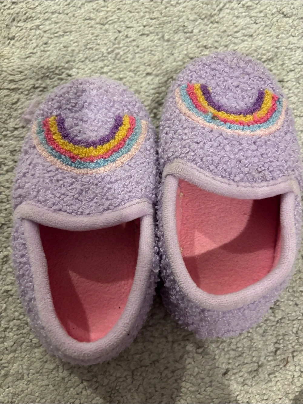 Lilac Plush Rainbow Slippers